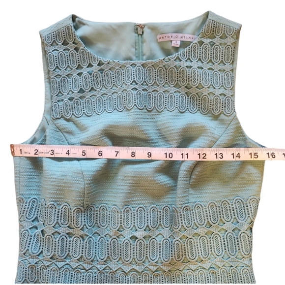 Antonio Melani Beatrice Sheath Dress Knee Length Sleeveless Cocktail Teal Size 4 - Picture 7 of 8